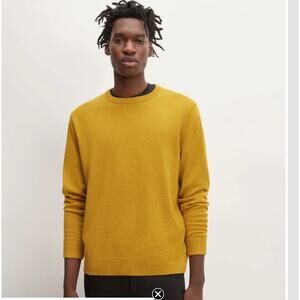 Everlane Cashmere Crew Sweater Mens L Mustard Yellow Excellent Speckled Pullover